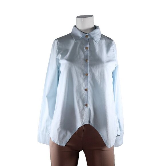 Mus & Bombon Women's XS Sky Blue Cinabri Special Cut Shirt Cotton Top Blouse NWT - Picture 8 of 8
